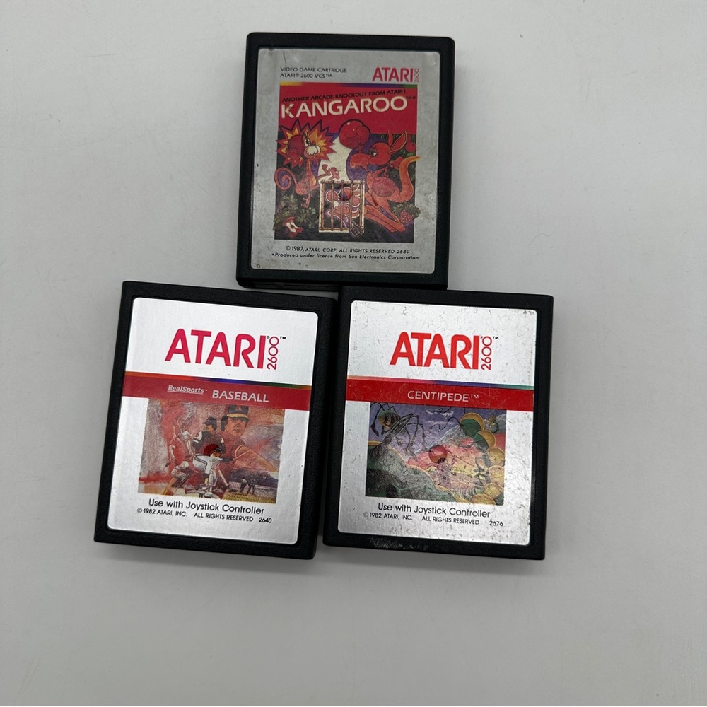 Lot of 3 Atari 2600 Games Baseball Kangaroo Centipede  Activision Untested